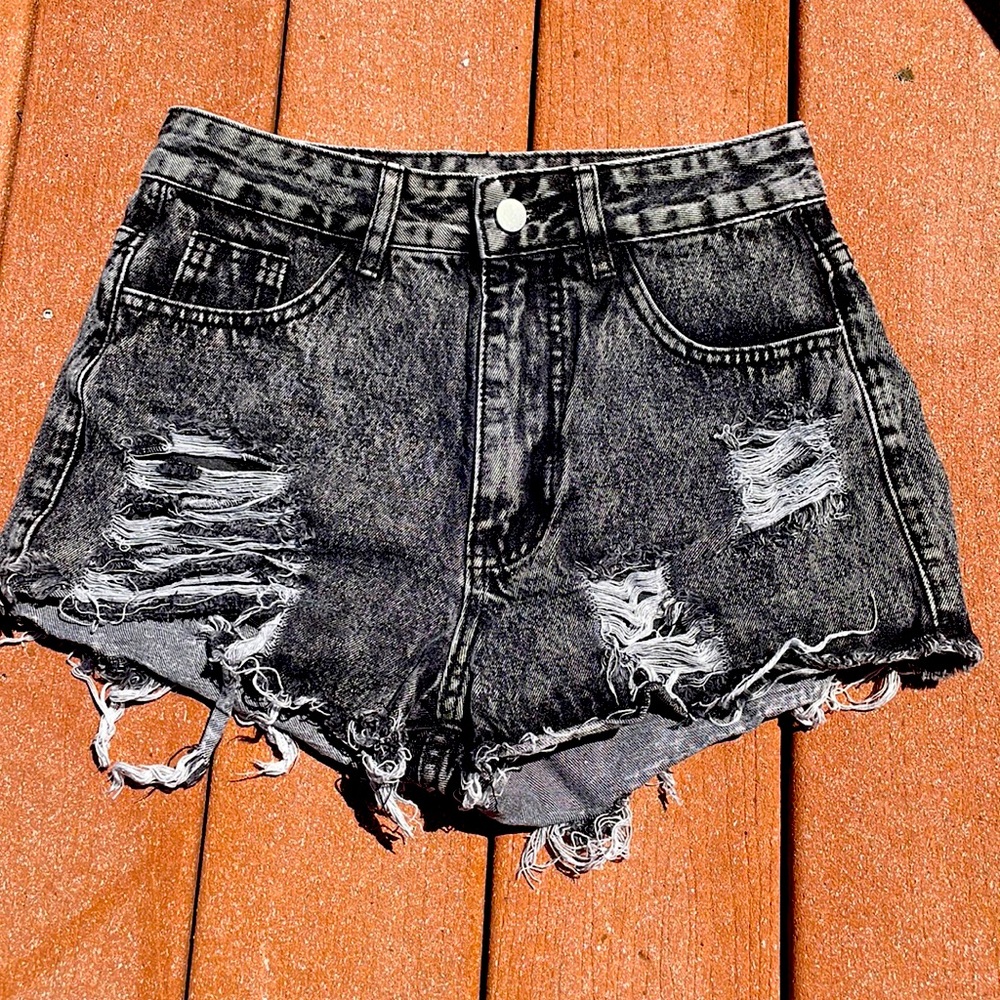 Ripped Detail Denim Shorts